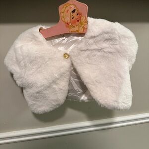Girls White Faux Fur Bolero/Shrug